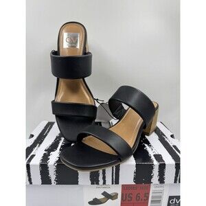 dv By Dolce Vita Women's Sharona Dual Strap Heeled Sandal Black 6.5 New